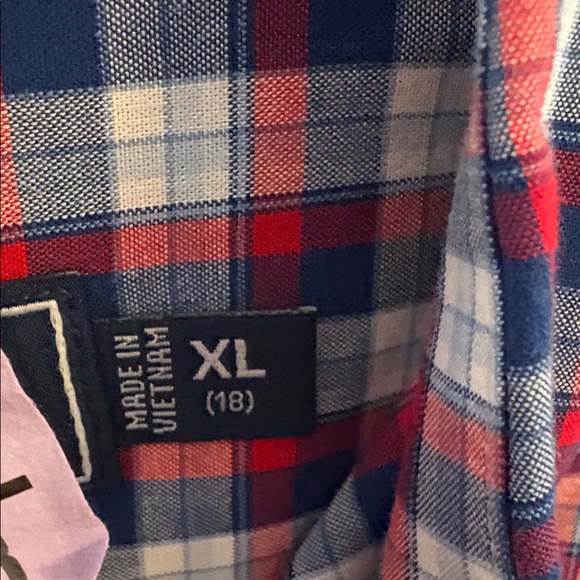 Vineyard Vines Boys XL 18 button down ls shirt plaid blue red white dry cleaned - Picture 4 of 8